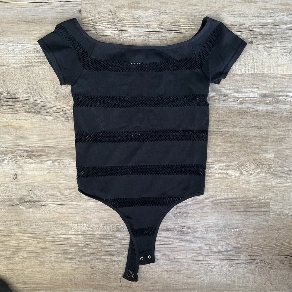 Fashion Nova Off the Shoulder Mesh Bodysuit